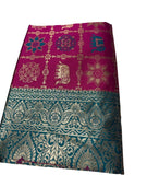 { "alt_text": "Magenta jacquard printed saree with unstitched blouse, 5.5m, ethnic wear, Indian traditional clothing" }