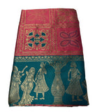{ "alt_text": "Pink jacquard printed saree with unstitched blouse, 5.5m, ethnic wear, Indian traditional clothing" }