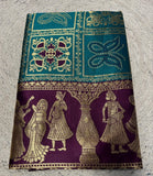{ "alt_text": "Teal jacquard printed saree with unstitched blouse, 5.5m, ethnic wear, Indian traditional clothing" }