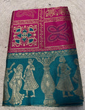 { "alt_text": "Magenta jacquard printed saree with unstitched blouse, 5.5m, ethnic wear, Indian traditional clothing" }