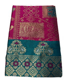 Women's Jacquard Printed Saree With Unstitched Blouse 5.5Mtr (Magenta)