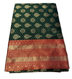 Women's Jacquard Printed Saree With Unstitched Blouse 5.5Mtr (Bottle Green)