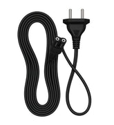 Black 2-pin universal AC power cord wire, 2.3m long, compatible with TVs, laptops, and printers