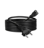 Black 2-pin universal AC power cord wire, 2.3m long, compatible with TVs, laptops, and printers