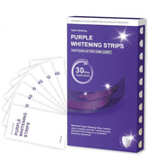 Purple fluoride-free teeth whitening strips set for safe, enamel-safe, and visible stain removal