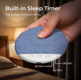 Blue plastic Bluetooth speaker designed to sit under a pillow for private, portable listening and white noise sleep aid