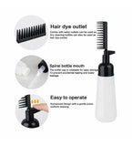 Black plastic 2-in-1 root comb and applicator bottle for even hair dye and scalp treatment application