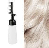 Black plastic 2-in-1 root comb and applicator bottle for even hair dye and scalp treatment application