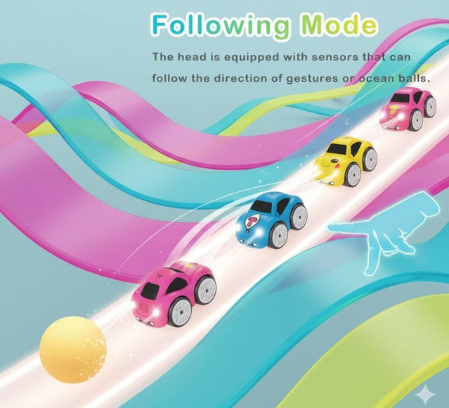 Multicolor plastic mini RC intelligent car with advanced sensors for line following and obstacle avoidance