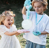 Multicolor plastic fog bubble machine creating colorful smoke and bubbles for parties and celebrations