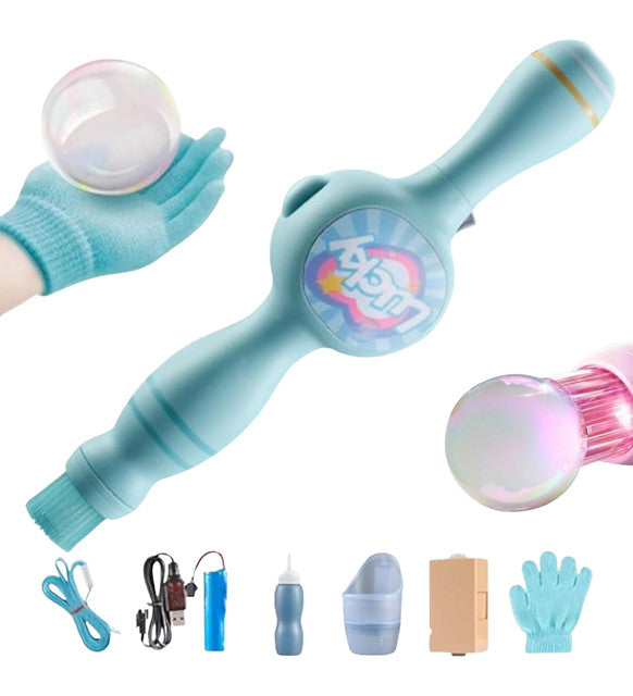 Multicolor plastic fog bubble machine creating colorful smoke and bubbles for parties and celebrations