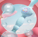 Multicolor plastic fog bubble machine creating colorful smoke and bubbles for parties and celebrations