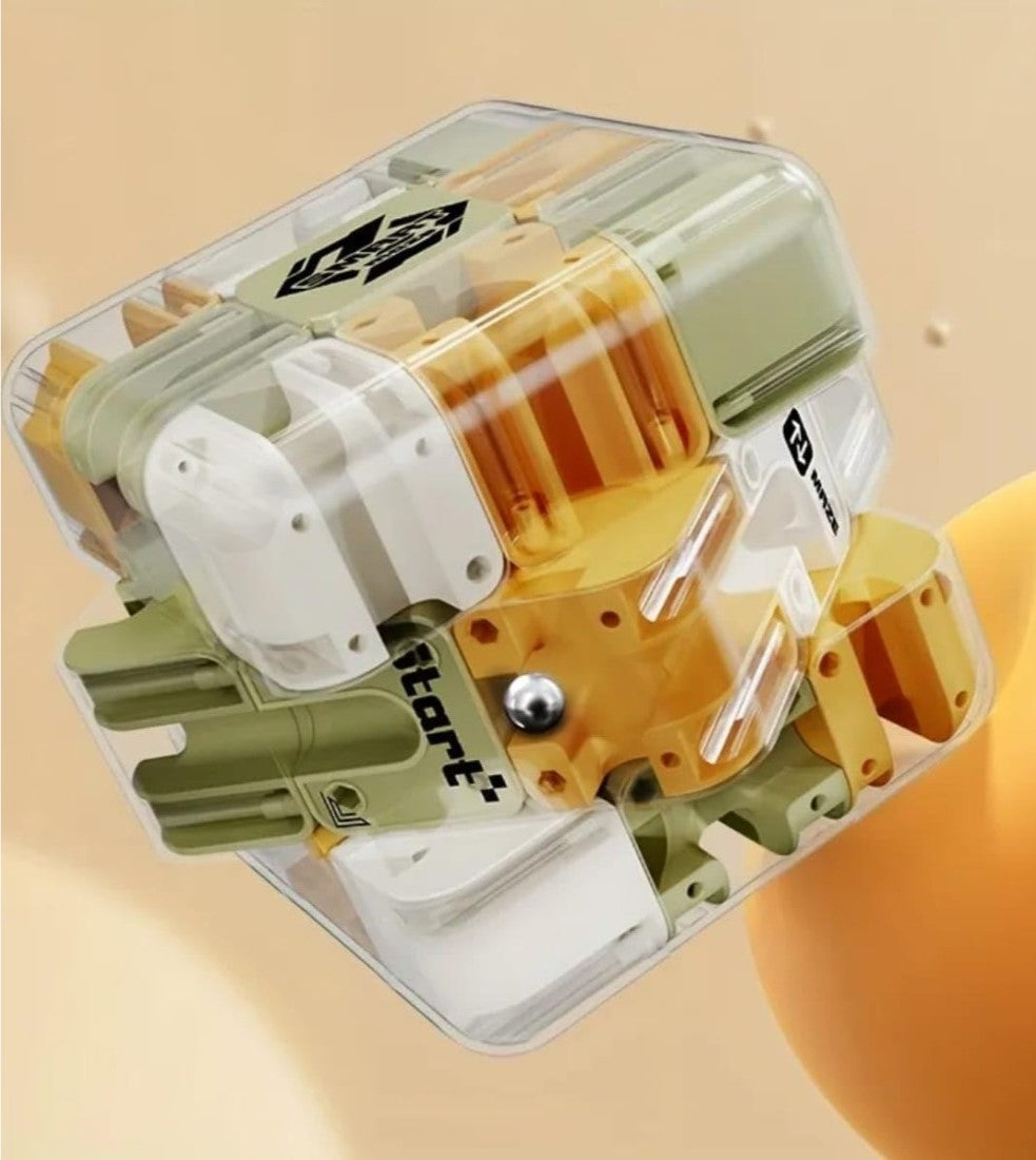 Multicolor plastic rolling cube maze toy for improving focus, logic, and fine motor skills