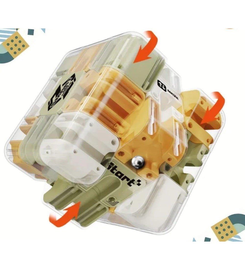Multicolor plastic rolling cube maze toy for improving focus, logic, and fine motor skills