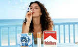 Red and white plastic bubble cigarette toy kit for blowing colorful soap bubbles for parties and play