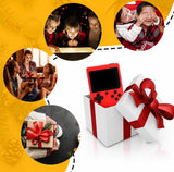 Red plastic handheld gaming console with 400-in-1 built-in classic retro games for kids and adults