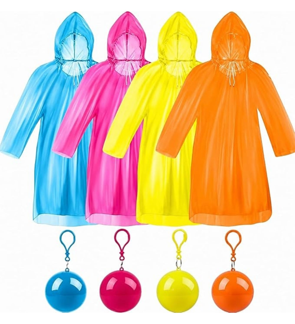 Multicolor plastic raincoat ball for instant, lightweight, and portable rain protection for men and women