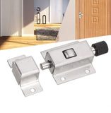Silver stainless steel mini door spring lock with automatic push knob for cabinets and small doors