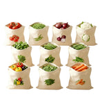 Cotton Vegetable Bag Size 12*12 - 10 Pieces Set (Beige)