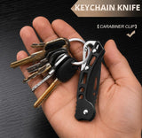 Black stainless steel pocket knife with carbon steel blade, compact and foldable utility tool