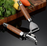 Stainless Steel-Wood 2 pieces set Vegetable Peeler Sets (Silver)