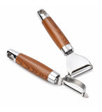 Stainless Steel-Wood 2 pieces set Vegetable Peeler Sets (Silver)