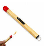 Yellow-red refillable gas match stick lighter with adjustable flame for camping and kitchen use