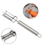 Silver stainless steel 3-in-1 vegetable peeler and bottle opener with wooden handle