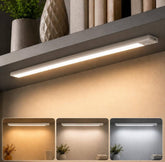 White metal wireless under cabinet light with USB rechargeable battery and three adjustable light modes