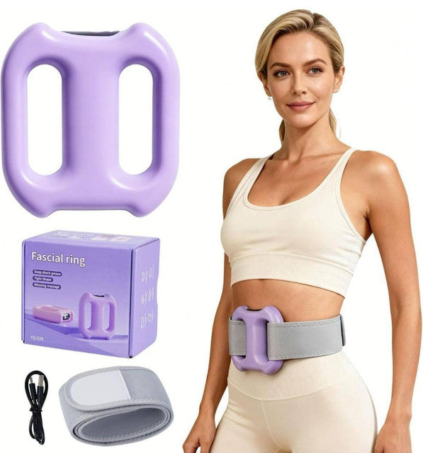 Blue plastic fascial ring massager for deep tissue vibration massage, suitable for full body use