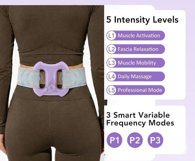 Blue plastic fascial ring massager with deep tissue vibration for full body muscle relaxation and recovery