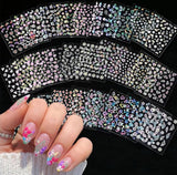 Multicolor self-adhesive nail art stickers featuring floral, daisy, and decorative designs for DIY nail decoration