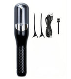 Black stainless steel cordless 2-in-1 hair trimmer and split end remover for professional at-home hair care