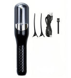 Black stainless steel cordless 2-in-1 hair trimmer and split end remover for professional at-home hair care