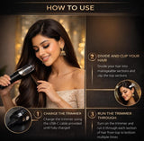 Black stainless steel cordless 2-in-1 hair trimmer and split end remover for professional at-home hair care