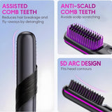 Plastic Cordless Hair Straightener Brush (Black-Pink)