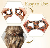 Multicolor plastic magnetic hair clip with elegant oval tortoise print design for securing ponytails and half-up styles
