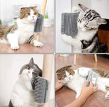 Multicolor silicone cat self-groomer station for gently removing loose fur and dirt from pets