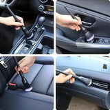 Black plastic 2-in-1 car cleaning brush combo with microfiber duster and vent brush for detailing
