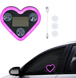 Pink heart-shaped neon car light with solar charging and multiple flashing modes for dashboard or window display