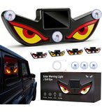 Red and yellow plastic LED devil eyes car light with solar panel for unique rear window lighting effect