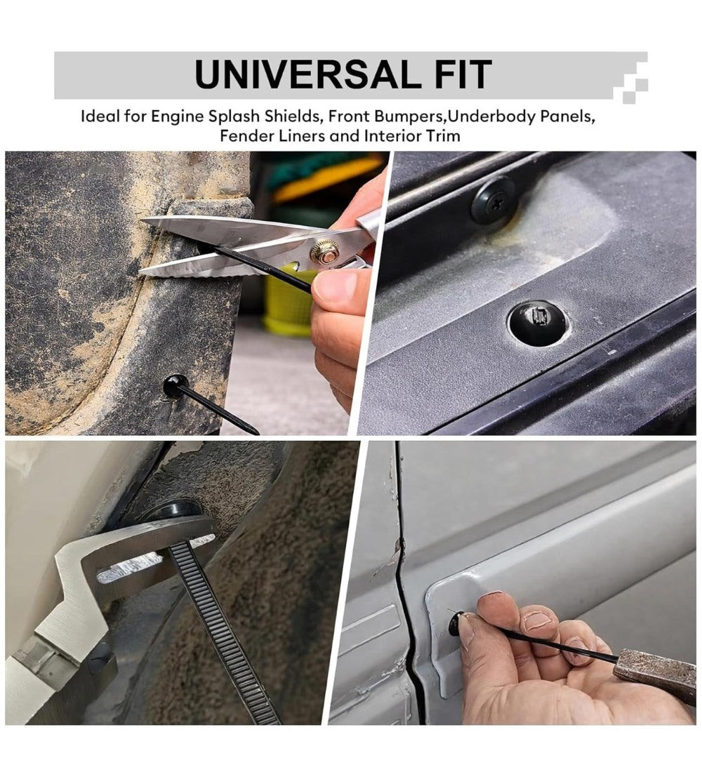 Black nylon t-style cable tie buckle set, 150 pieces, for universal cable and wire management