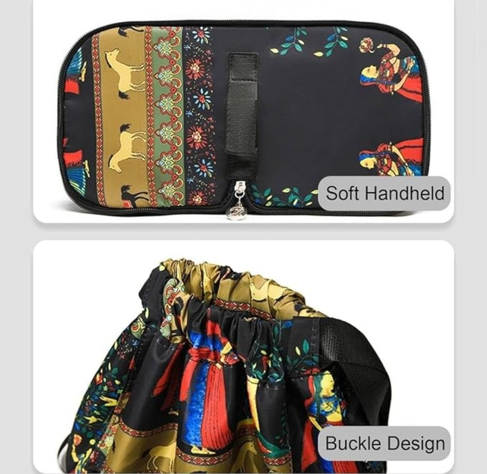 Multicolor nylon-polyester printed backpack with spacious interior for daily use and travel