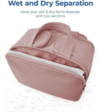 Peach polyester 4-in-1 travel toiletry bag with multiple compartments for cosmetics and toiletries
