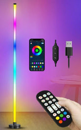 Multicolor aluminum smart RGB LED corner floor lamp with app control and music sync function