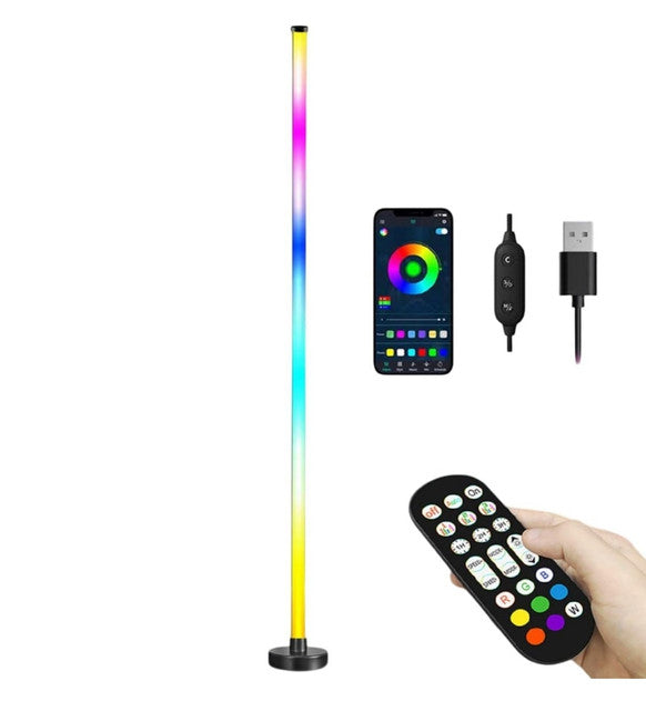 Multicolor aluminum smart RGB LED corner floor lamp with app control and music sync function