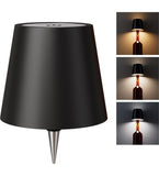Black plastic wireless LED wine bottle lamp with touch control and adjustable brightness for home decor