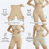 Beige and black nylon high-waist tummy control shapewear for women, providing seamless waist and abdomen support