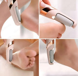Pink plastic and rubber foot pedi roller with adjustable speeds and LED light for callus removal