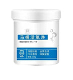 White active oxygen foam cleaner liquid for multipurpose bathroom cleaning of toilets, drains, and washbasins